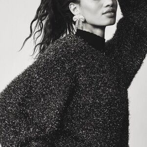 Maeve Mock-Neck Sparkle Sweater